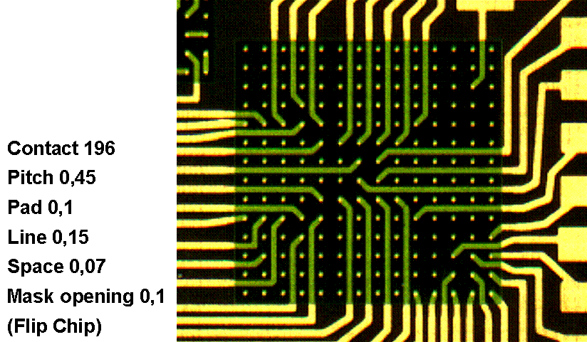 Via-in-pad routing pattern showing via placed directly in the BGA pad
