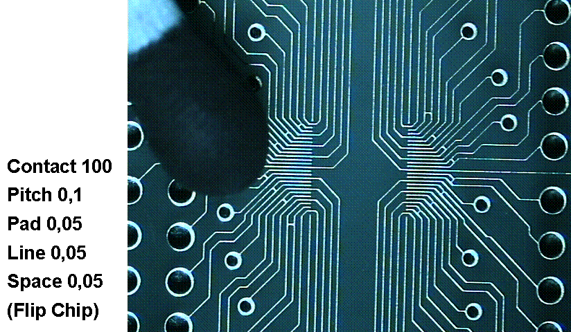 Complex BGA fanout showing multiple layer transitions