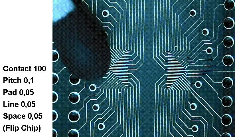 Complex BGA fanout showing multiple layer transitions