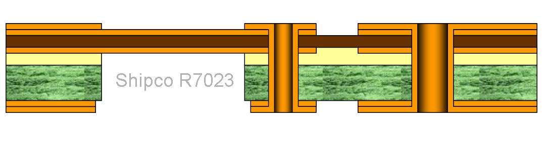 R7023 – 3-layer asymmetric rigid-flex with single flex layer (single lamination)